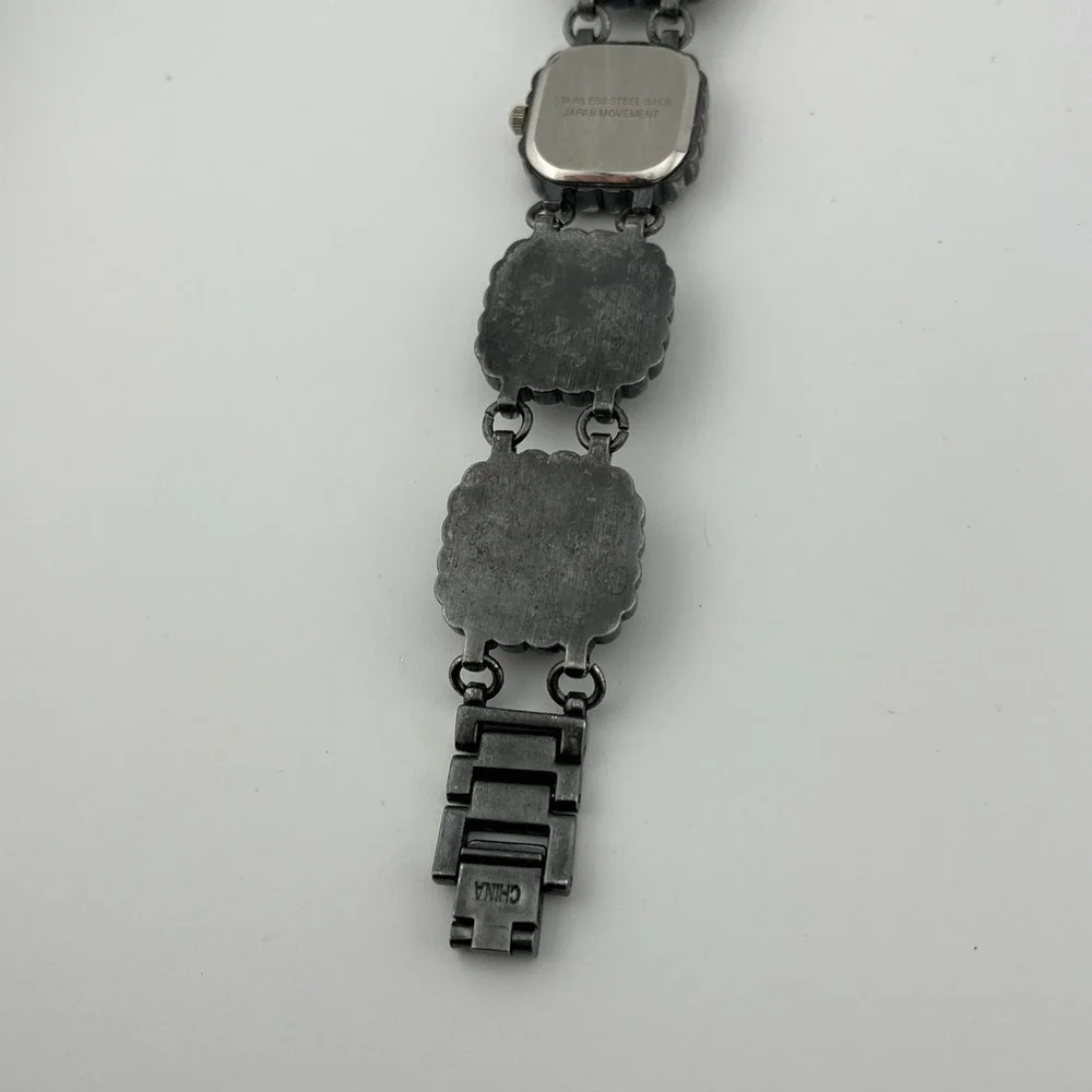 Women's Black Enameled Band‎ Watch 23mm Silver Case 7.25